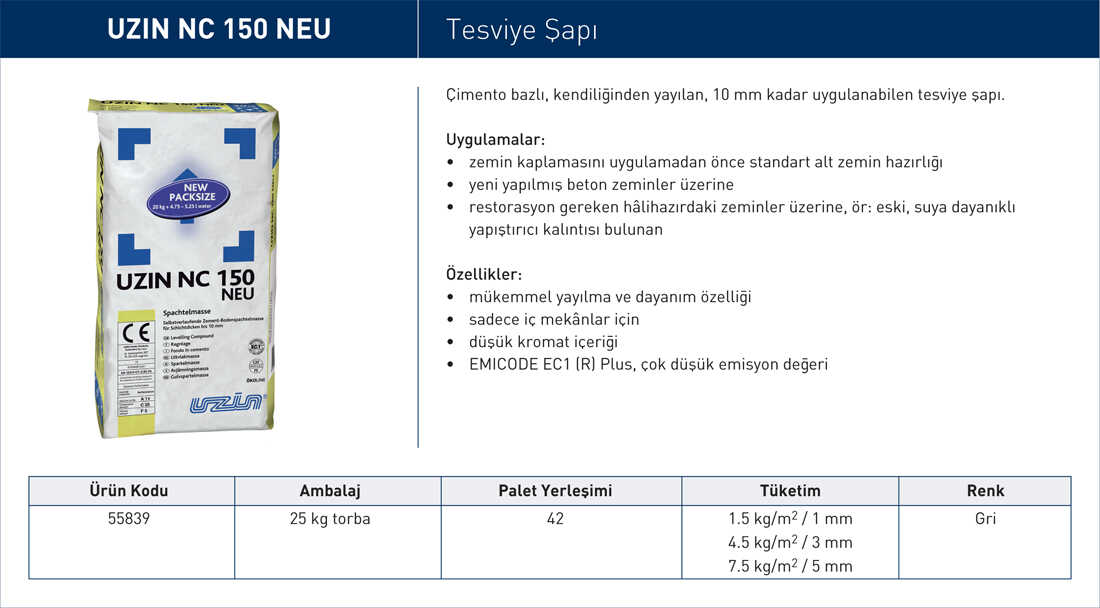 Uzin Tesviye Şapları